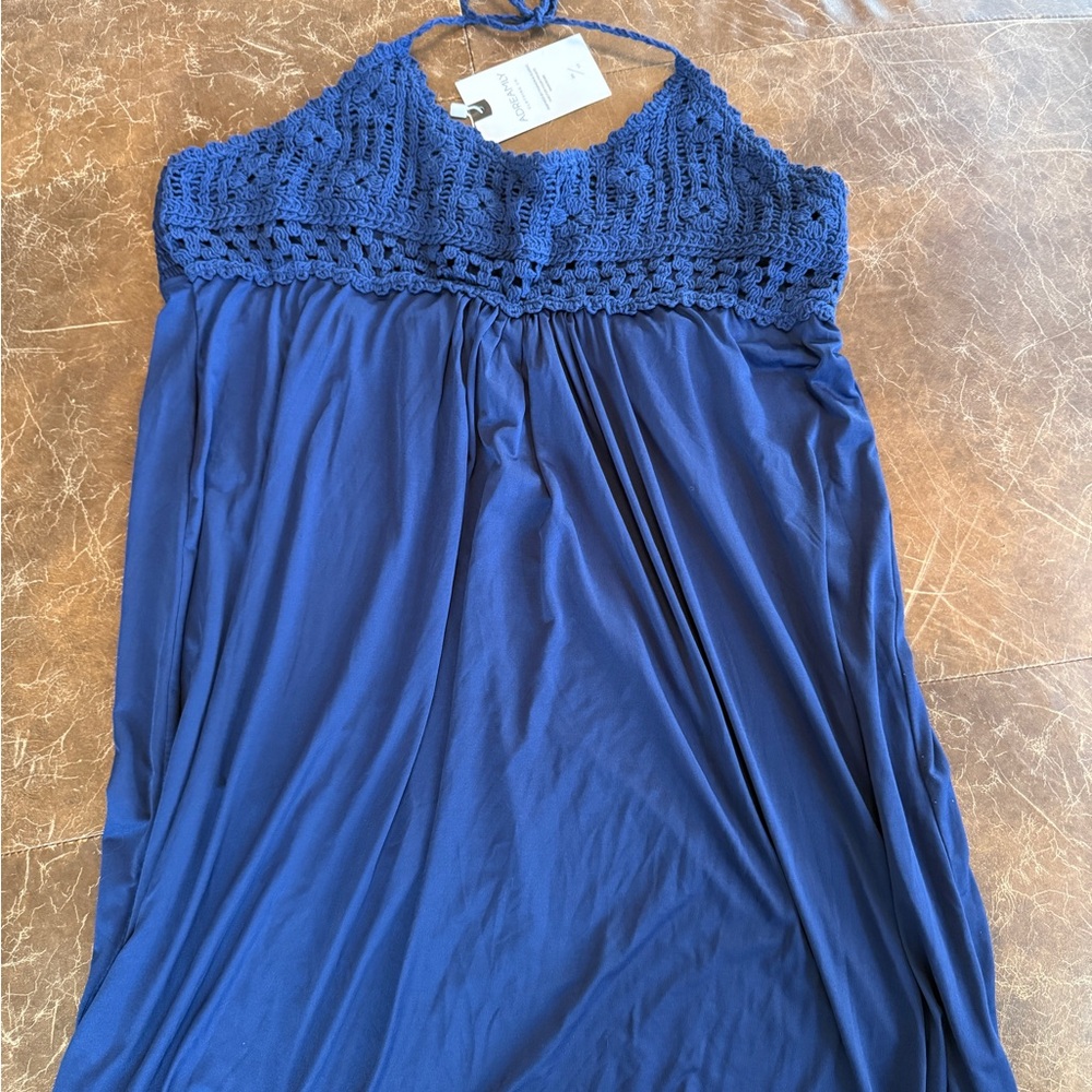 Women’s Crochet-Top Swim Coverup - Navy
